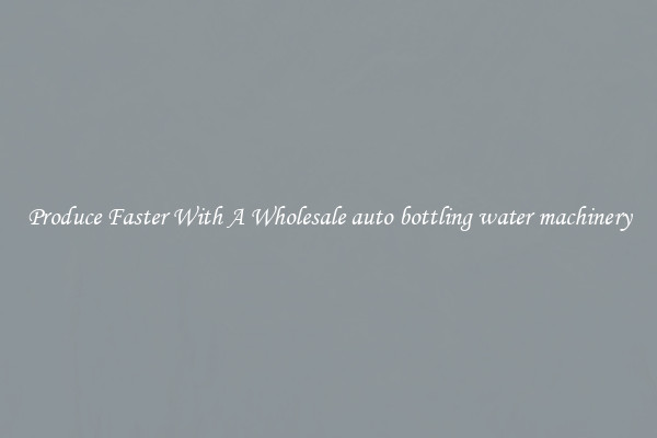Produce Faster With A Wholesale auto bottling water machinery